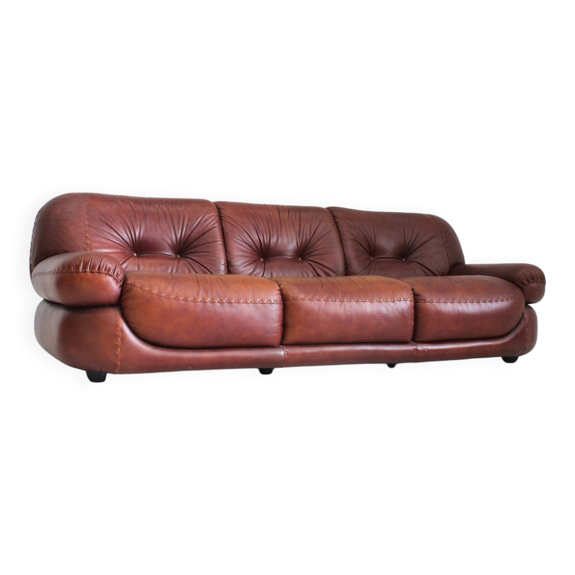 Vintage Sapporo Italian leather sofa Mobil Girgi 1970s