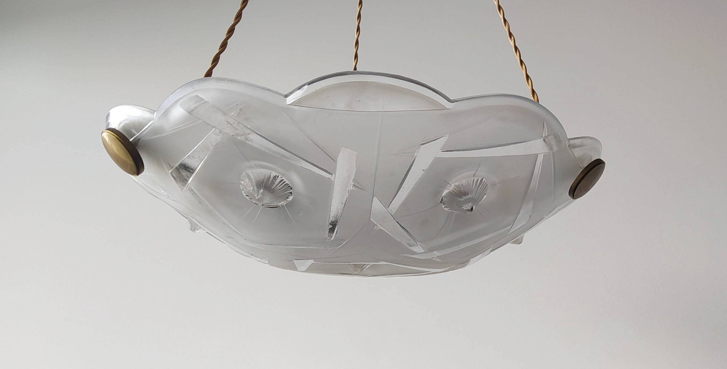 Suspension plate glass frosted 1920s 1930s