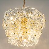 Chandelier in gilded brass and crystal glass, Germany, 1970s