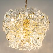 Chandelier in gilded brass and crystal glass, Germany, 1970s