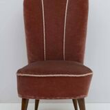 Nello Pini Mid-Century Modern Italian Velvet Reclining Armchair, Novarredo