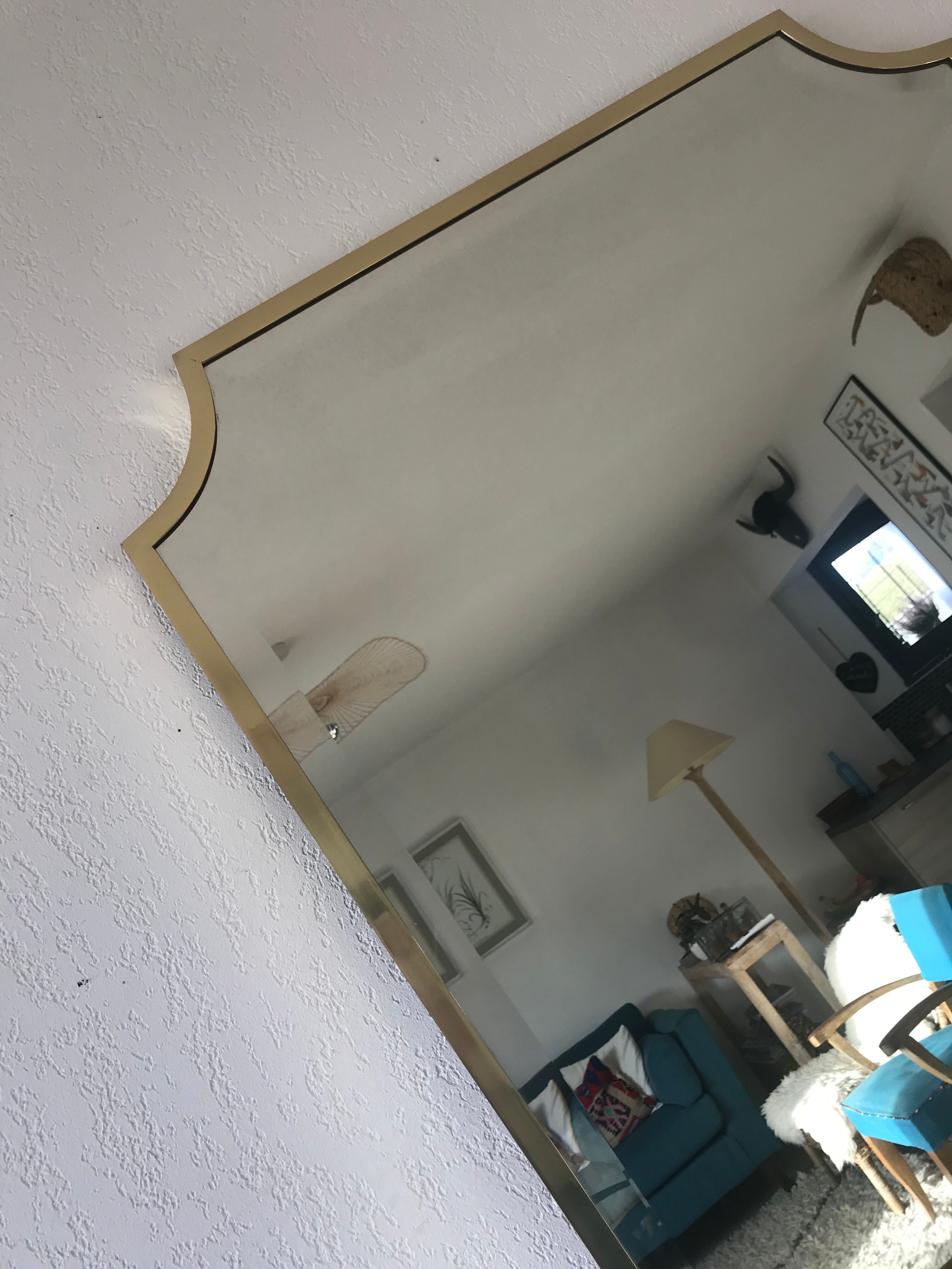 Brass bevelled mirror, Italy, 60s