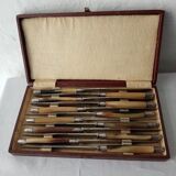 Box 12 old table knife blade steel blade Virole Louis XVI horn handle