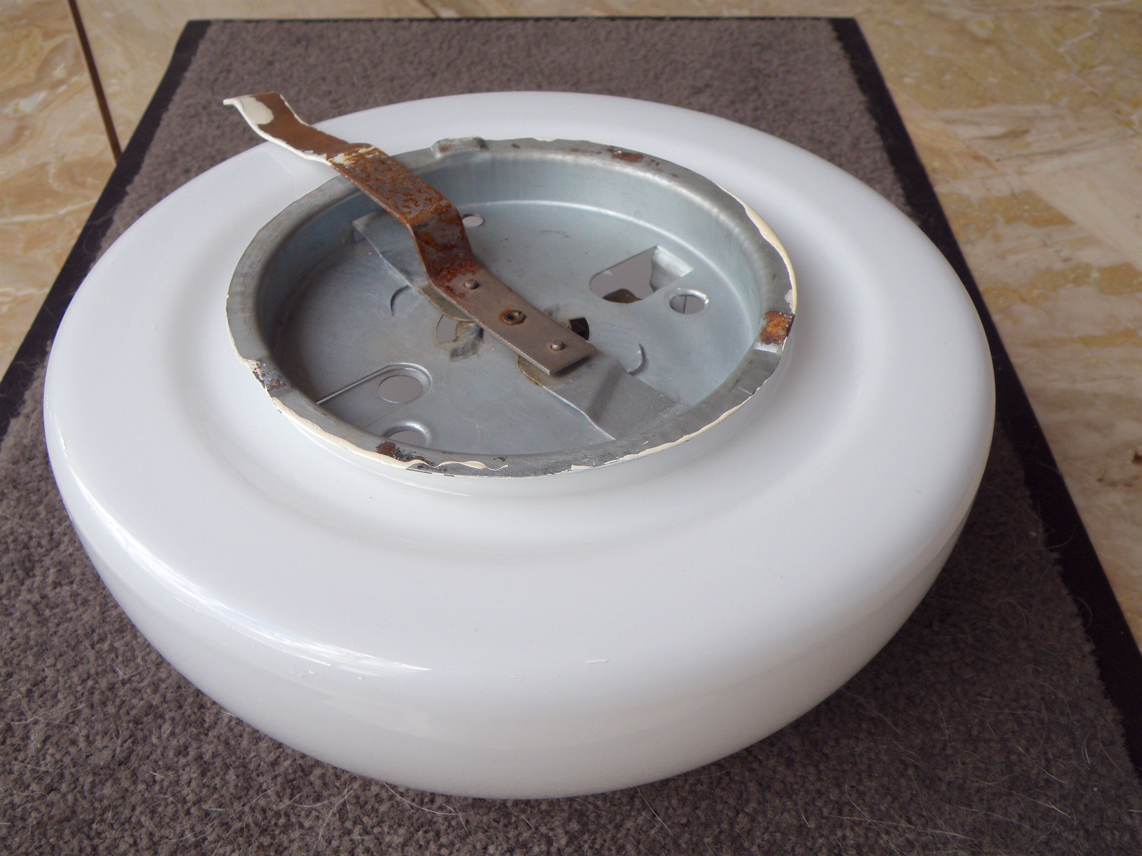 Glass globe ceiling lamp, white, vintage