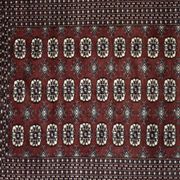 Handwoven red Boukhara oriental rug, 1960s