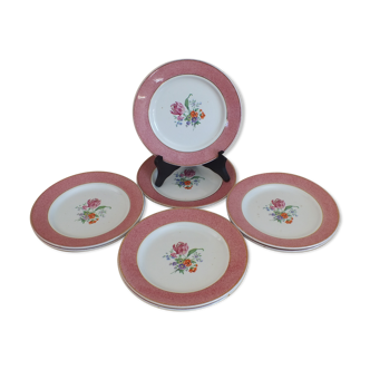 8 assiettes à dessert années 50 en demi porcelaine de Badonviller