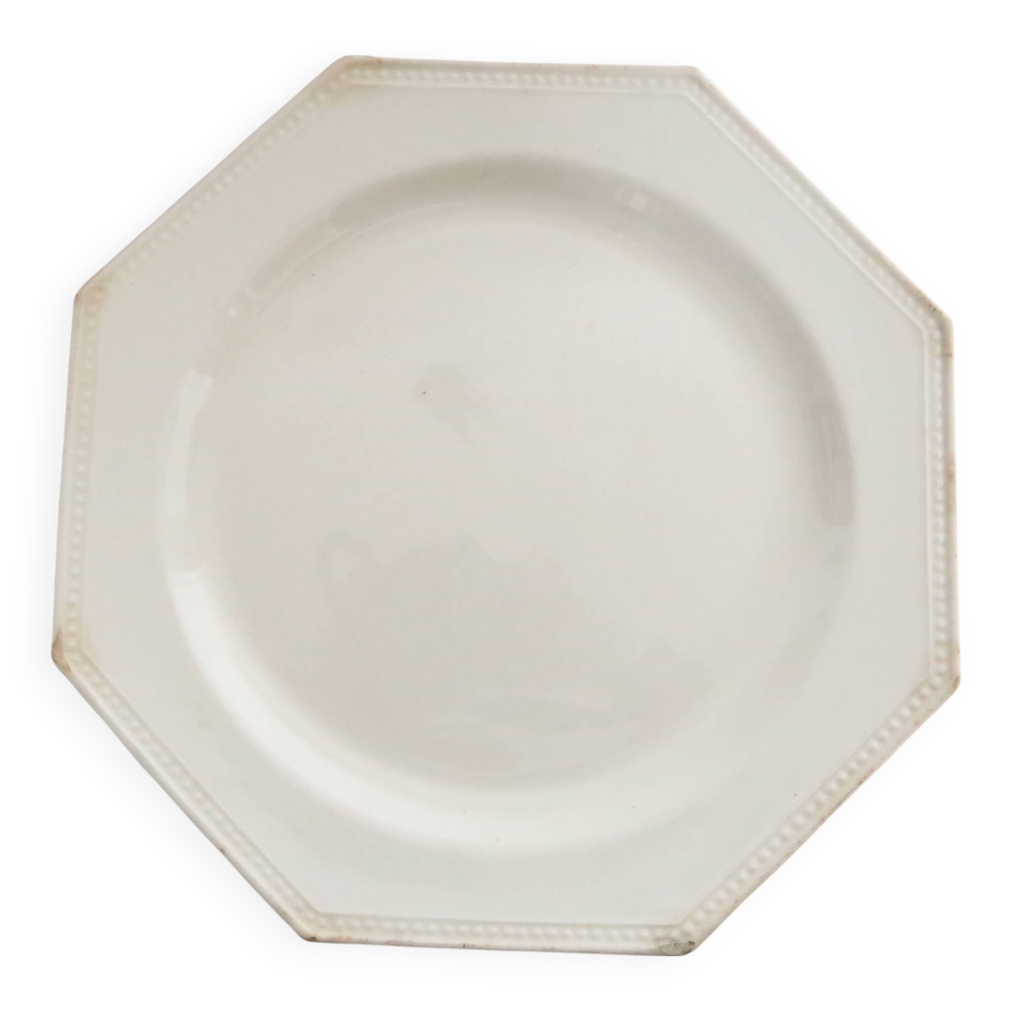 Creil and Montereau plates, 19th century, Perle model, ivory / set of 3