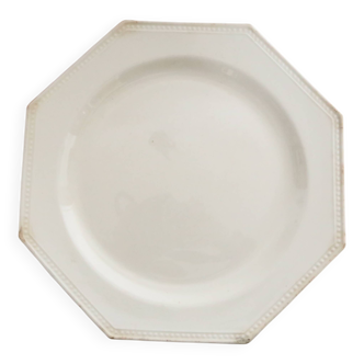 Creil and Montereau plates, 19th century, Perle model, ivory / set of 3