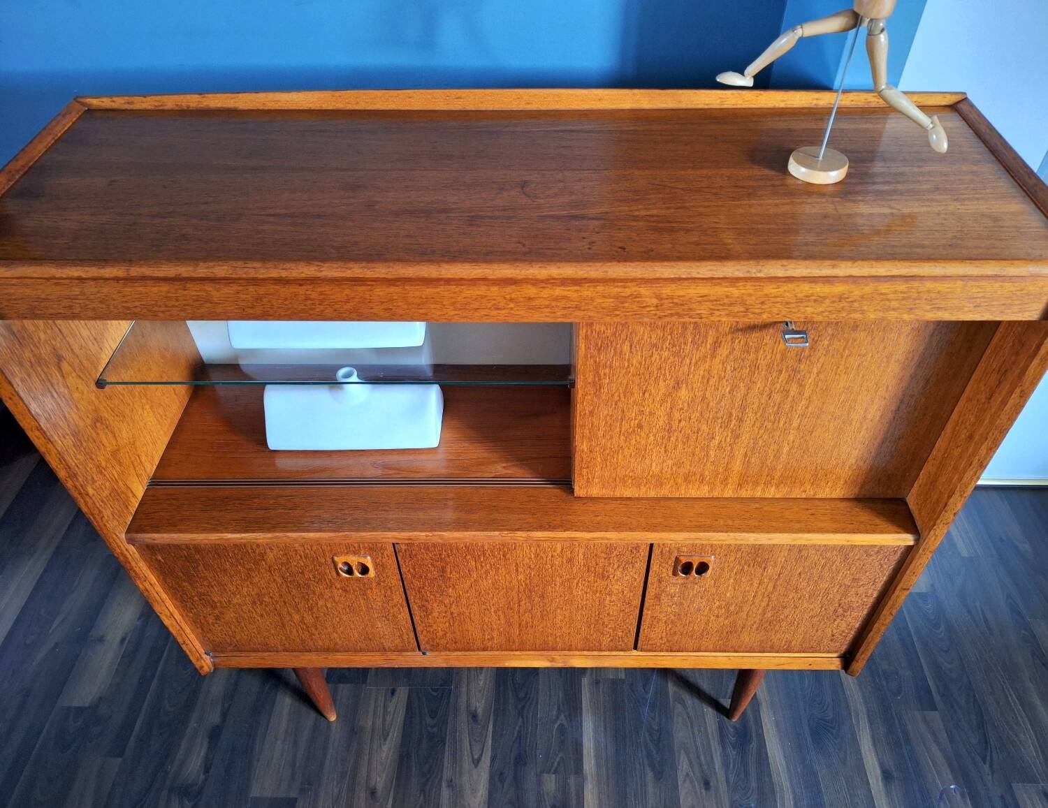 Vintage sideboard, antique bar cabinet, secretary bookcase