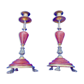 Candlesticks bronze marble griotte nineteenth