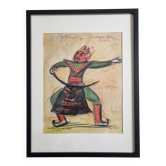Original pastel signed by Jean Target – Masked dance in Tibet, 30 x 40 cm