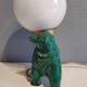 Lampe ours en céramique verte et globe opaline blanc