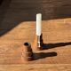 Pyramidal circular teak monoxyle candlestick H7 D5