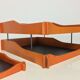 70's orange wood desk set, sorter, vintage pencil jar