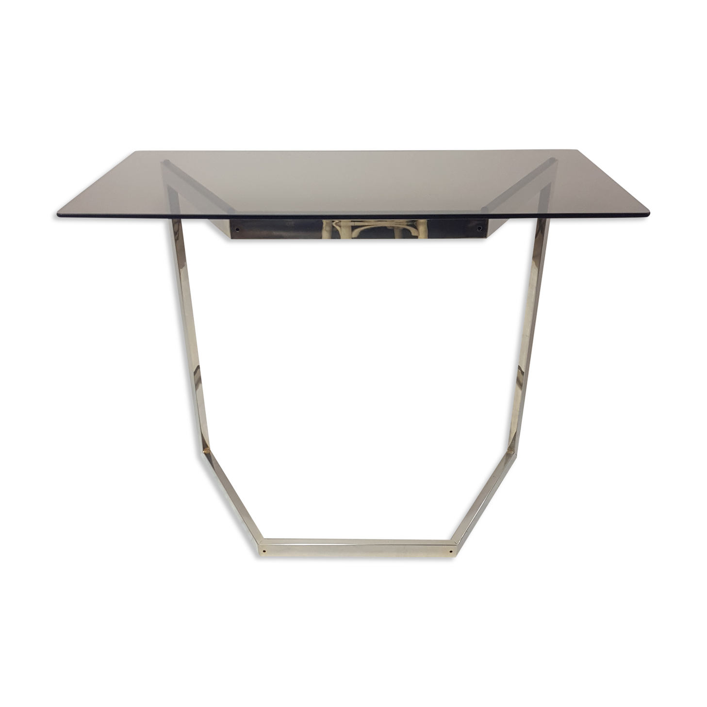 Console brass and smoked glass 70's