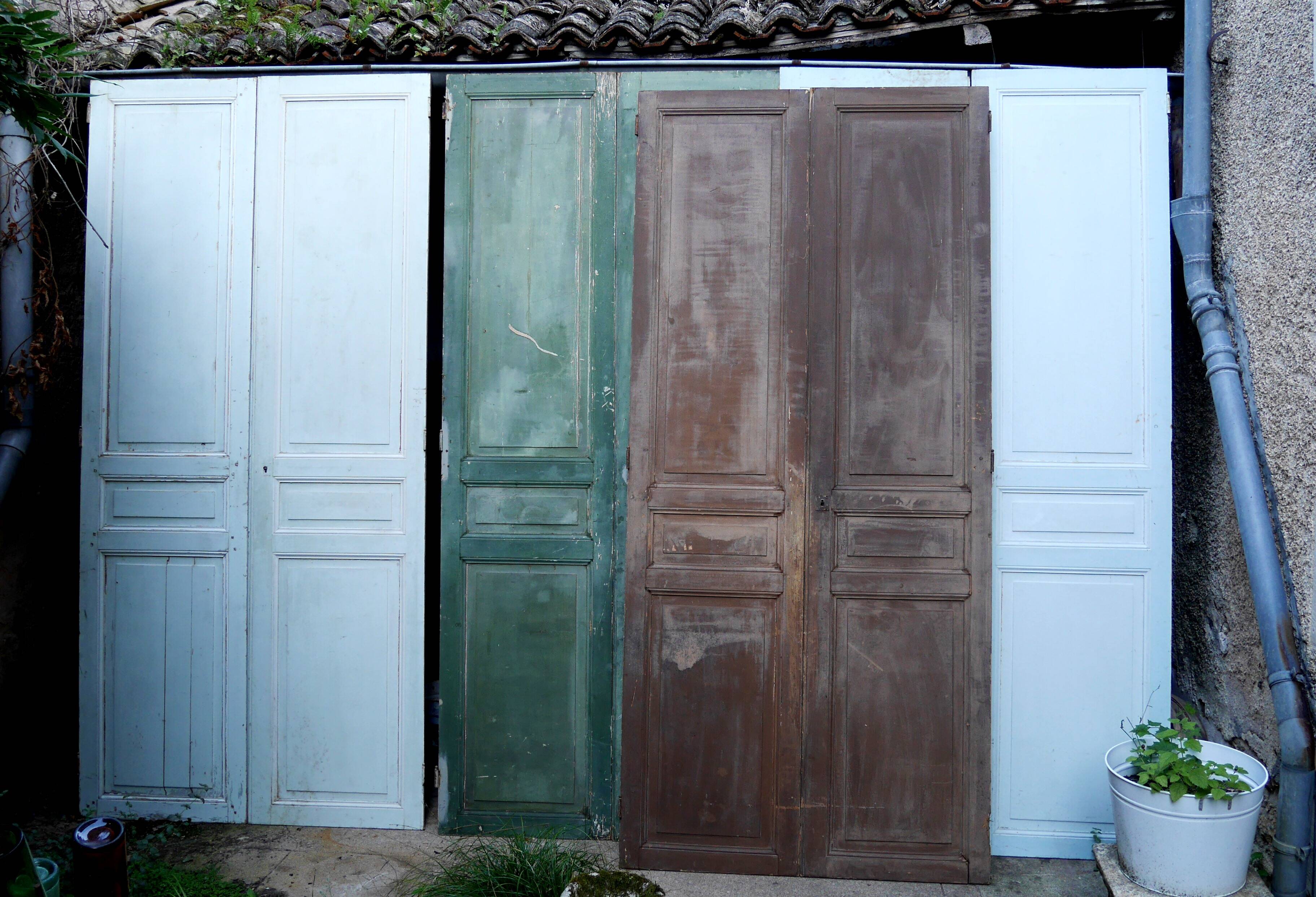 pair of large old wooden doors