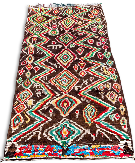 Boucherouite, 260 x 130 authentic hand made wool rug