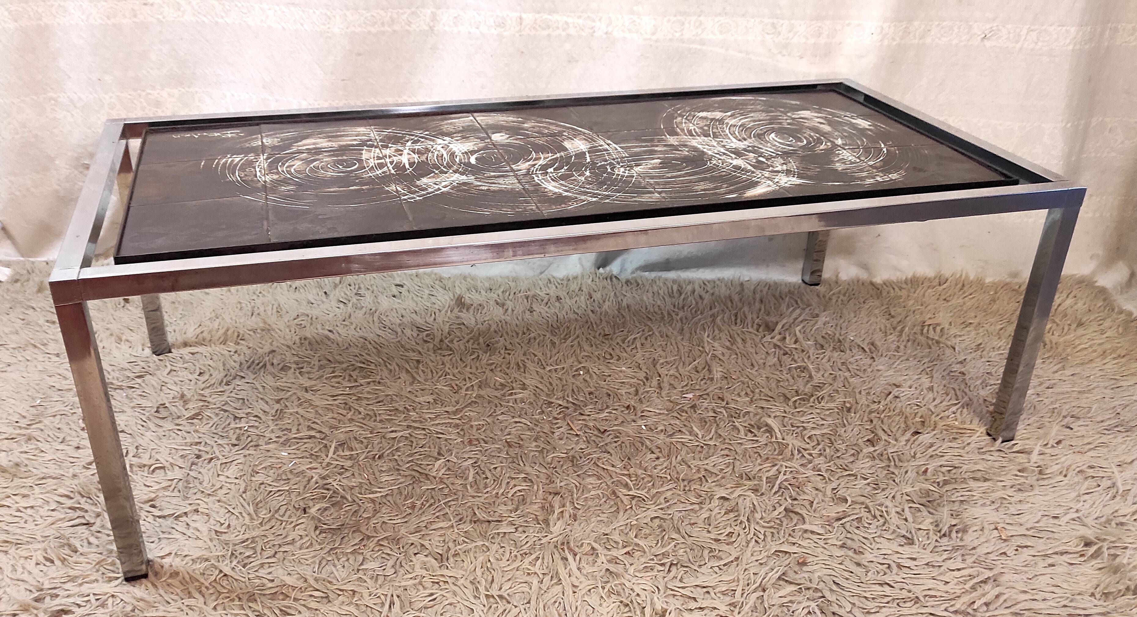 Ceramic and metal coffee table - signed Belarti - 1960s/70s