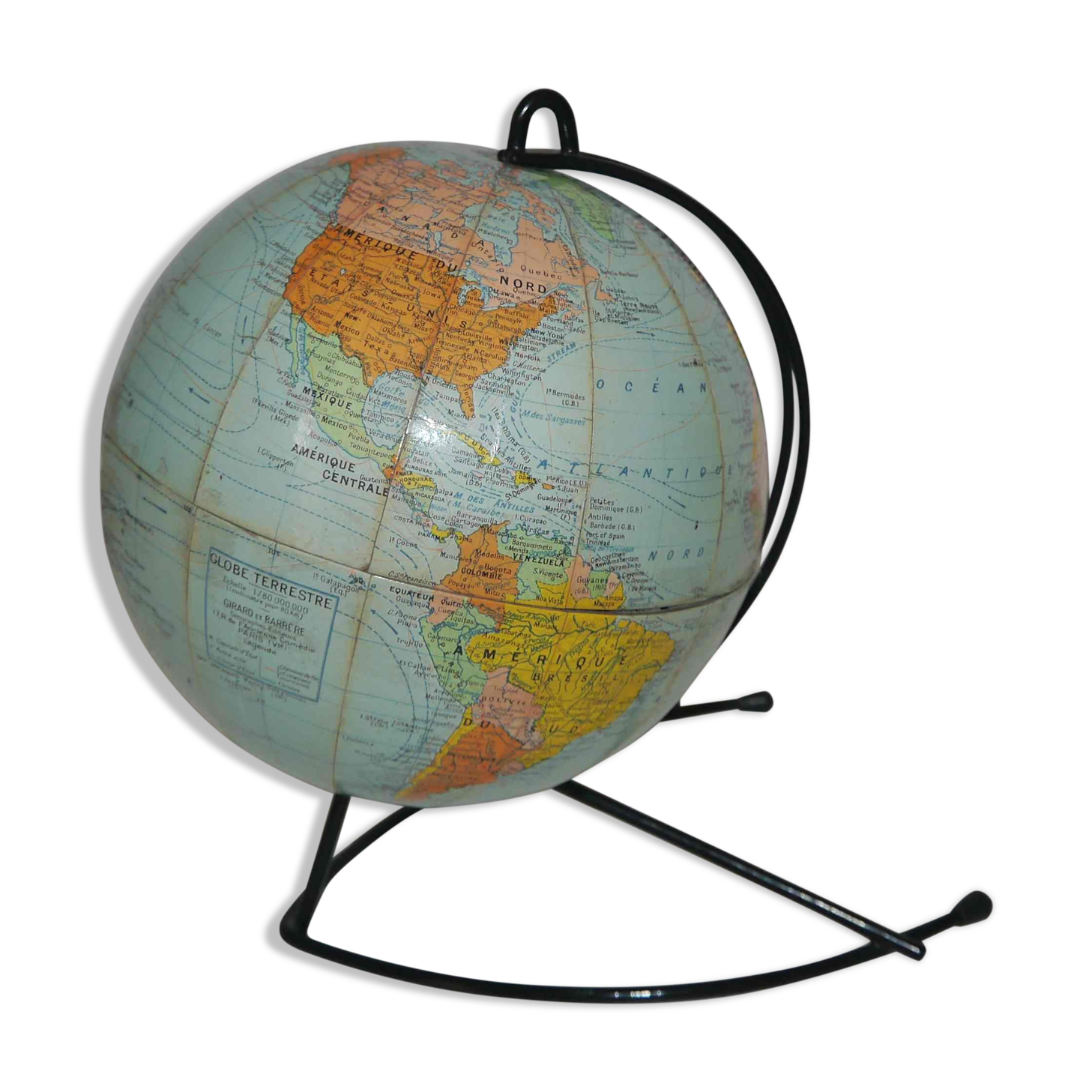Old cardboard globe Girard and Barrère 50's