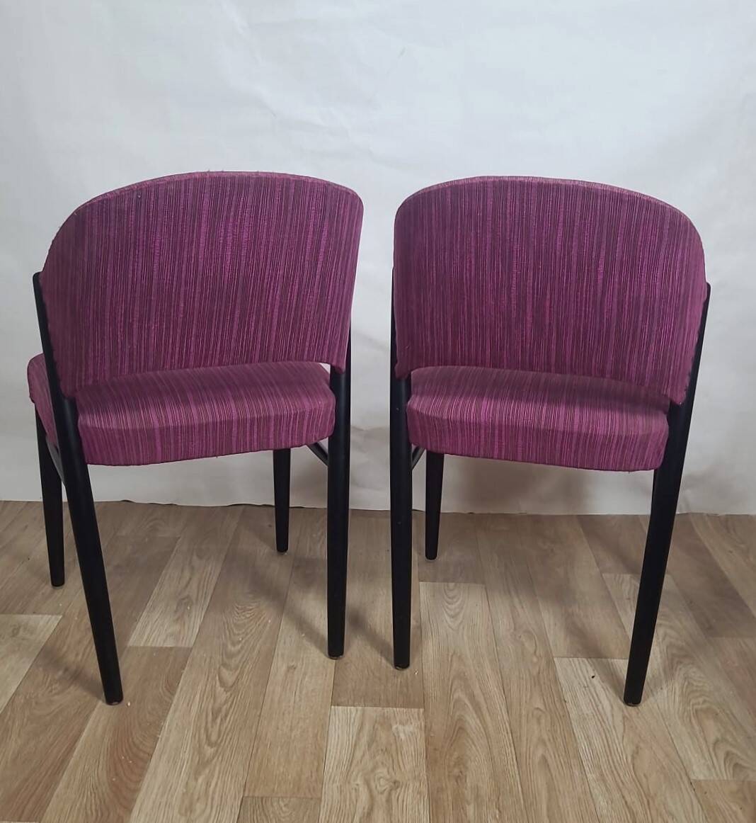 4 vintage chairs in purple fabric
