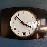 Vintage formica clock rectangular silent wall pendulum "Black transistor flash"