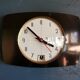 Vintage formica clock rectangular silent wall pendulum "Black transistor flash"