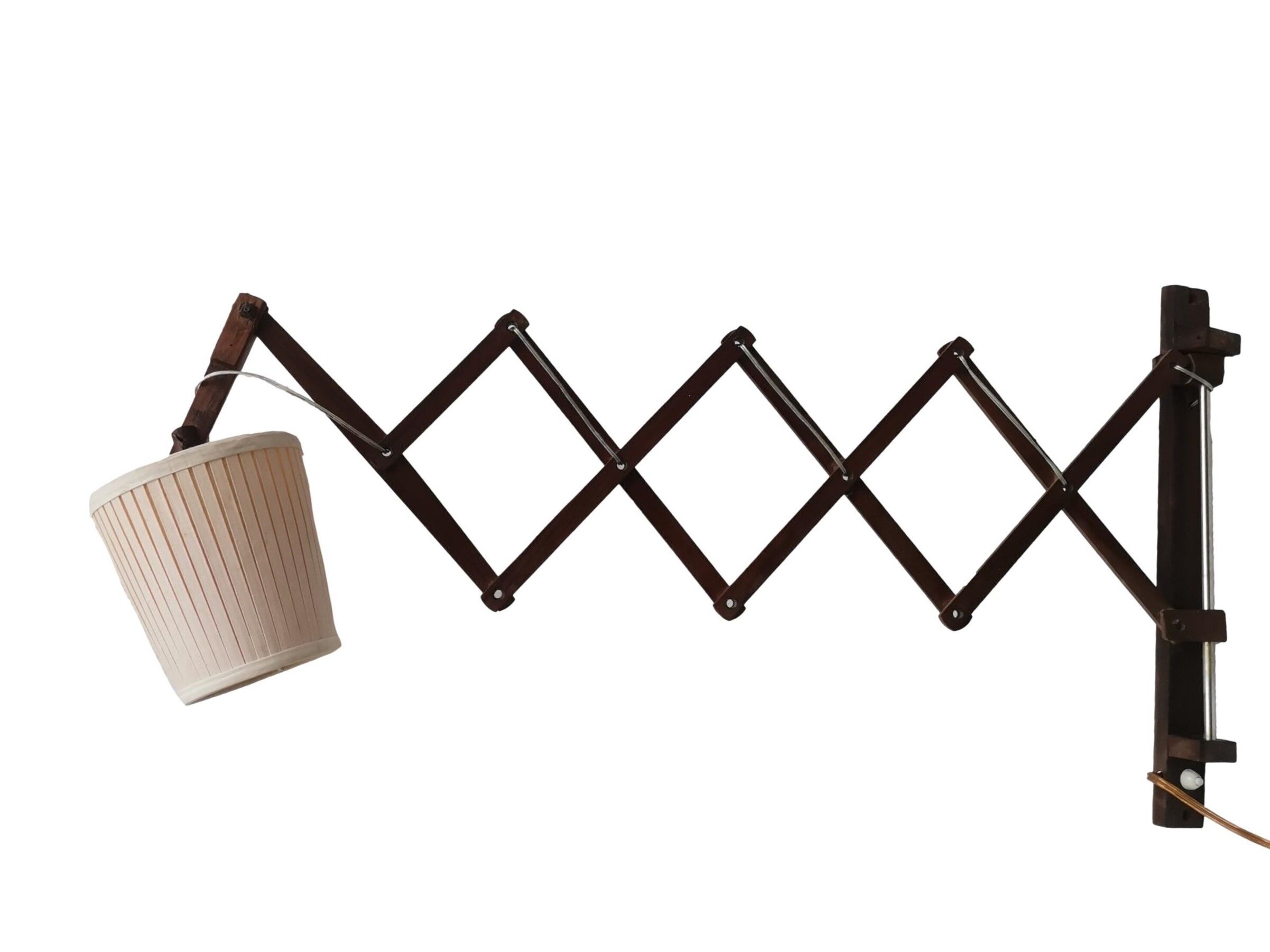 Scandinavian wooden scissor wall light fixture lamp 1960s