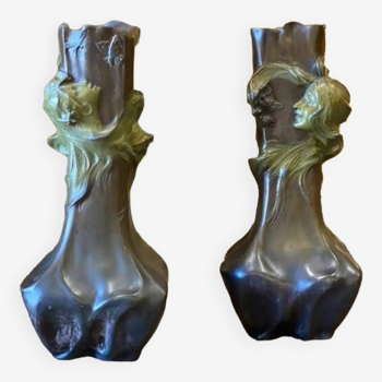 Paire de vases art nouveau inspiration francesco flora