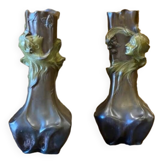 Pair of art nouveau vases inspired by francesco flora