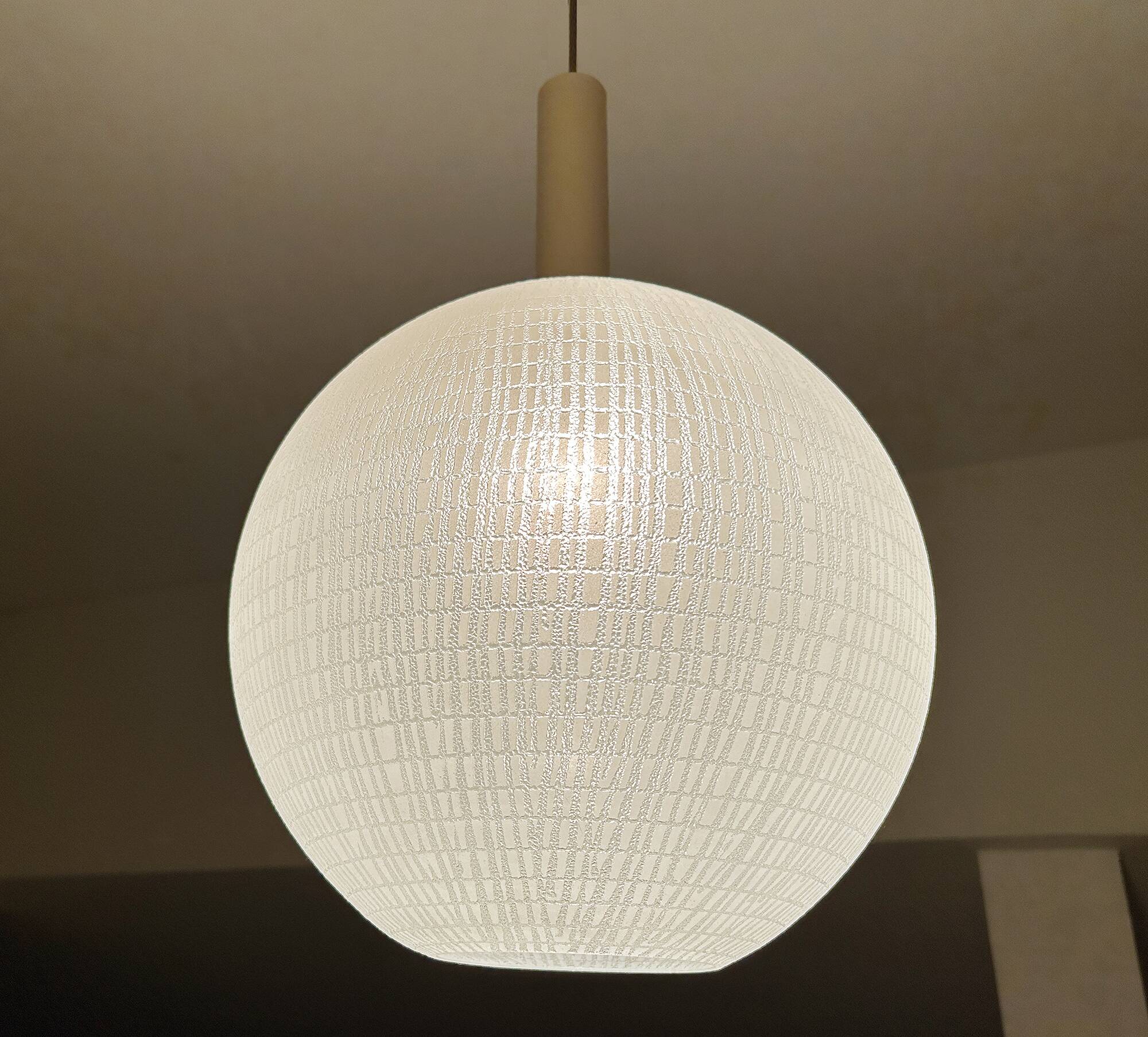 Large vintage glass ball pendant light, 60s