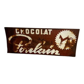 Panneau publicitaire chocolat Poulain vintage