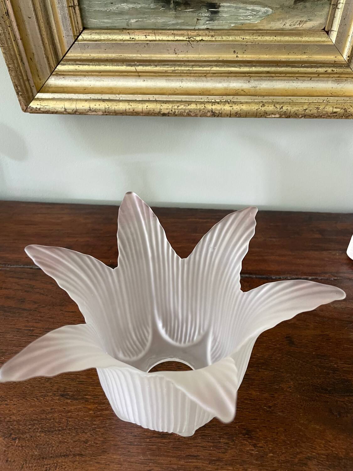 Antique frosted glass tulip globe