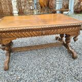 Oak desk table renaissance style