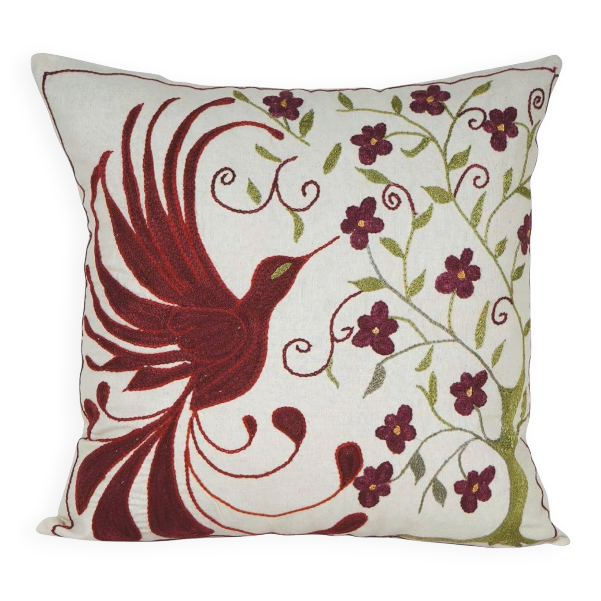 Housse de coussin brodée vintage 48x48 cm