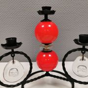 Wrought iron candle holder for 4 candles. by Erik Höglund in the 1960s
