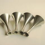 Set of 4 Art Deco candle holders by Just Andersen from the 1940s - fine elegant minimalist design.