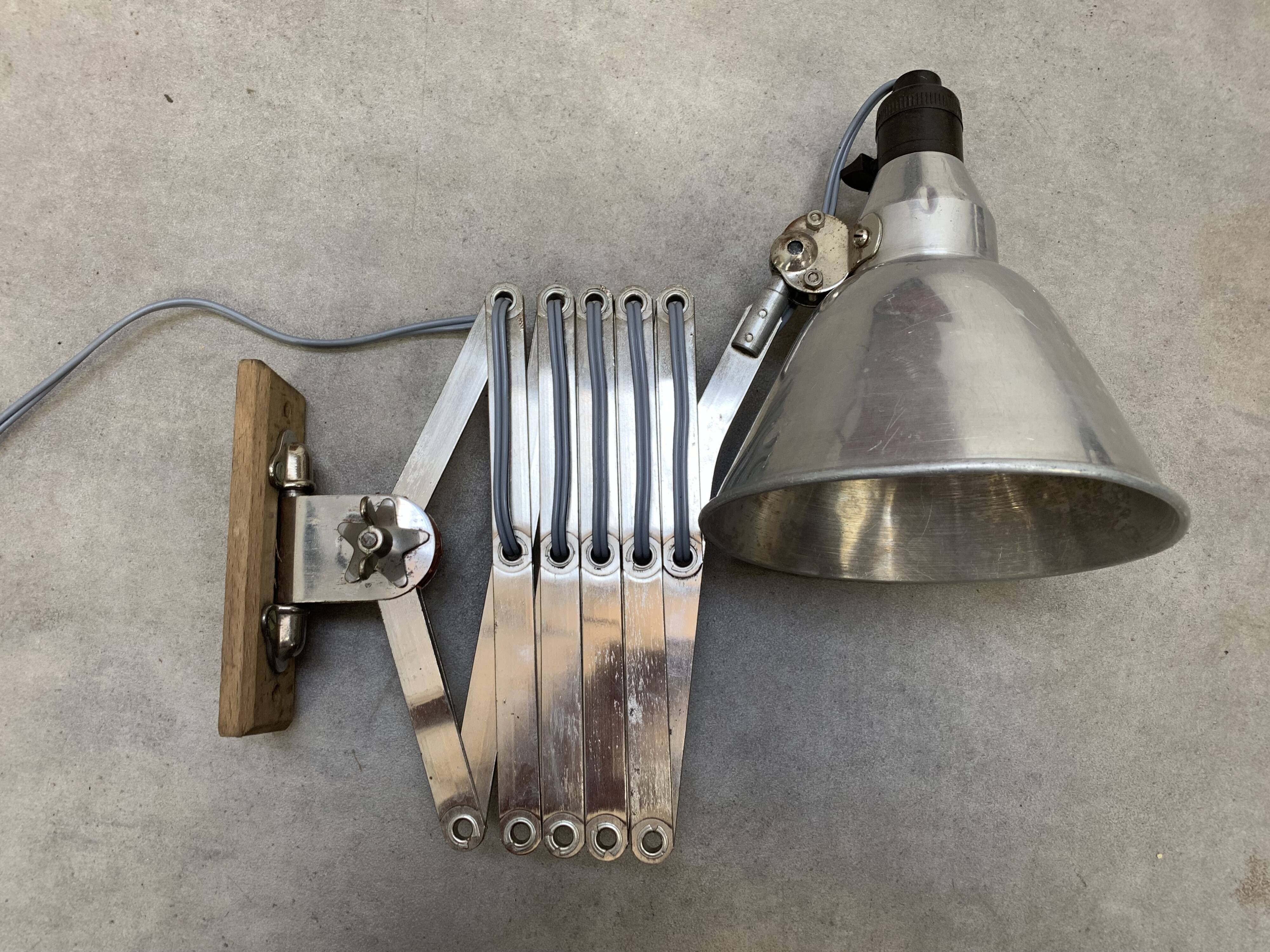 Industrial accordion wall lamp chrome metal