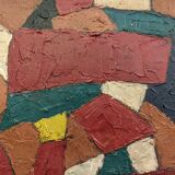 Mid-Century Modern Swedish "Gear" Vintage Abstract Oil Painting, Framed