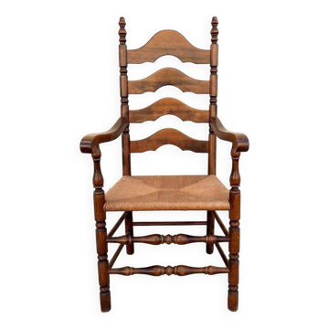 Fauteuil campagnard paillé en chêne