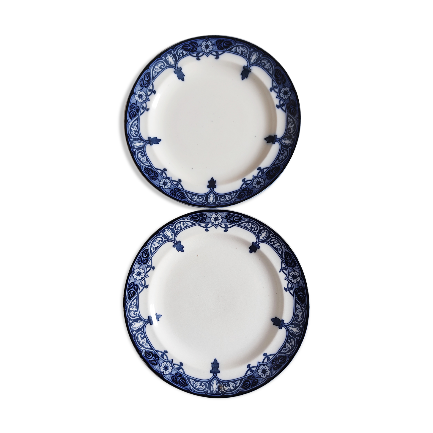 Paire d'assiettes anglaises décor bleu