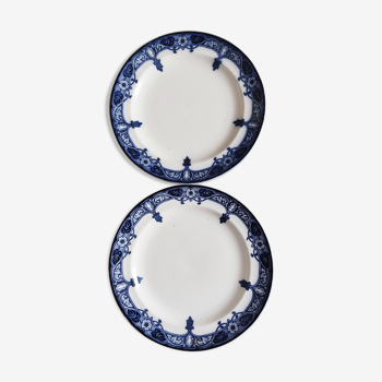 Pair of English plates blue décor