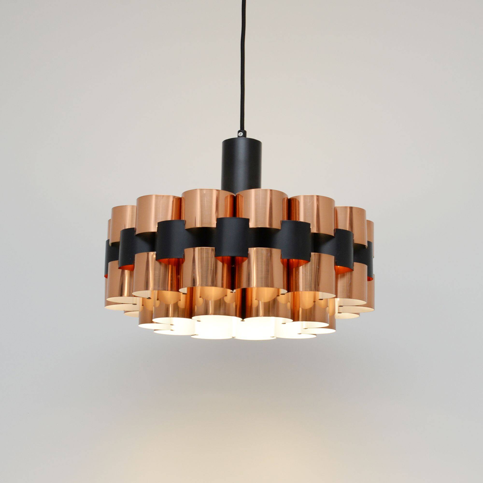 Copper lamp by Werner Schou for Coronell Elektro, 1970s