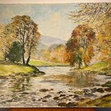 Tableau ancien , paysage signé Ken Johnson XX siècle