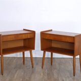 Pair of Scandinavian teak bedside tables