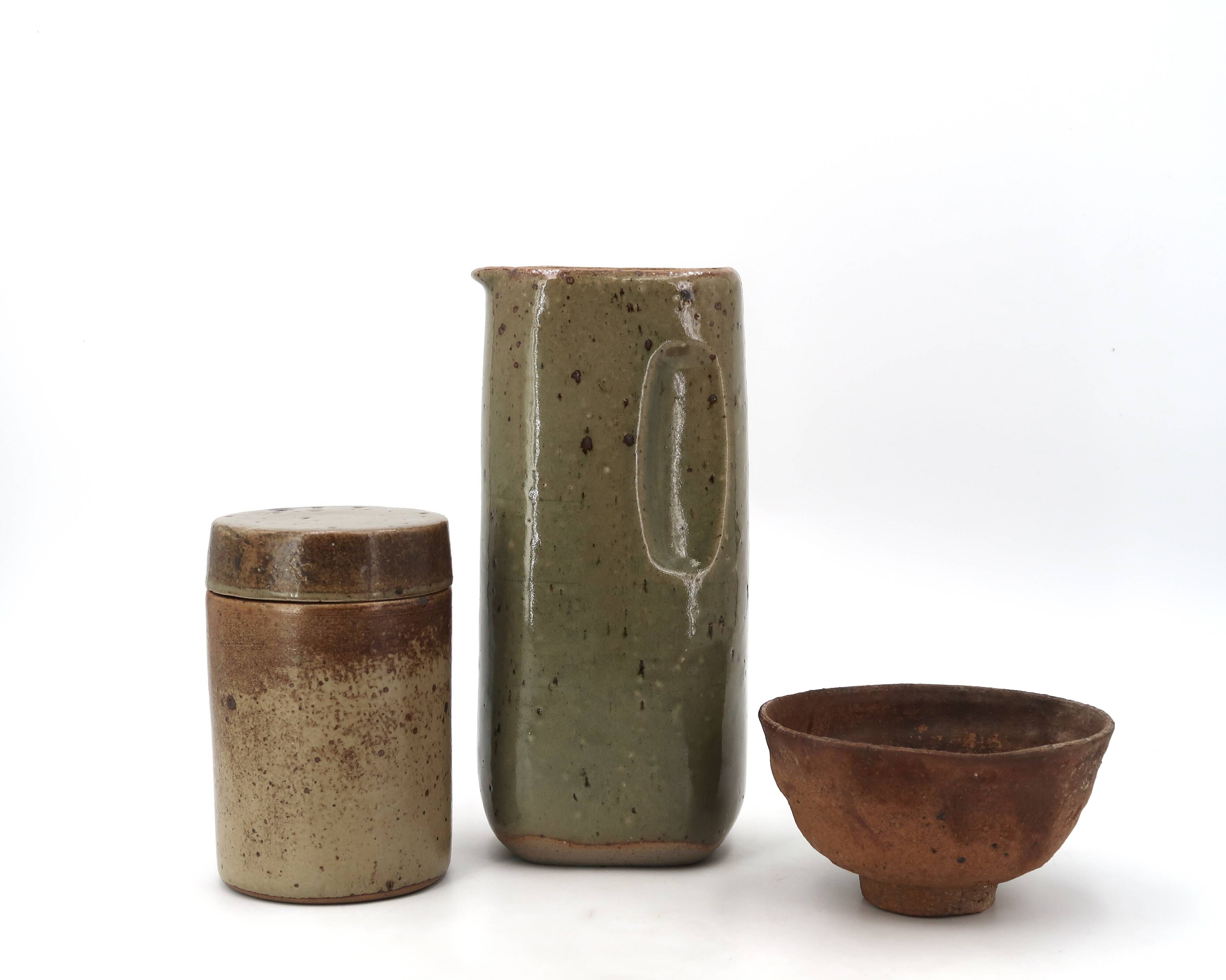 Stoneware pitcher by Pierre Digan, La Borne ceramics from the 1960s.