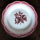6 flat plates Digoin Sarregemines Marsac red with gold flowers