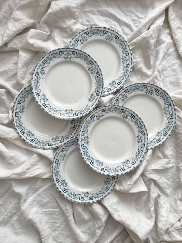 6 assiettes plates en terre de fer « Athènes » Saint Amand et Hamage