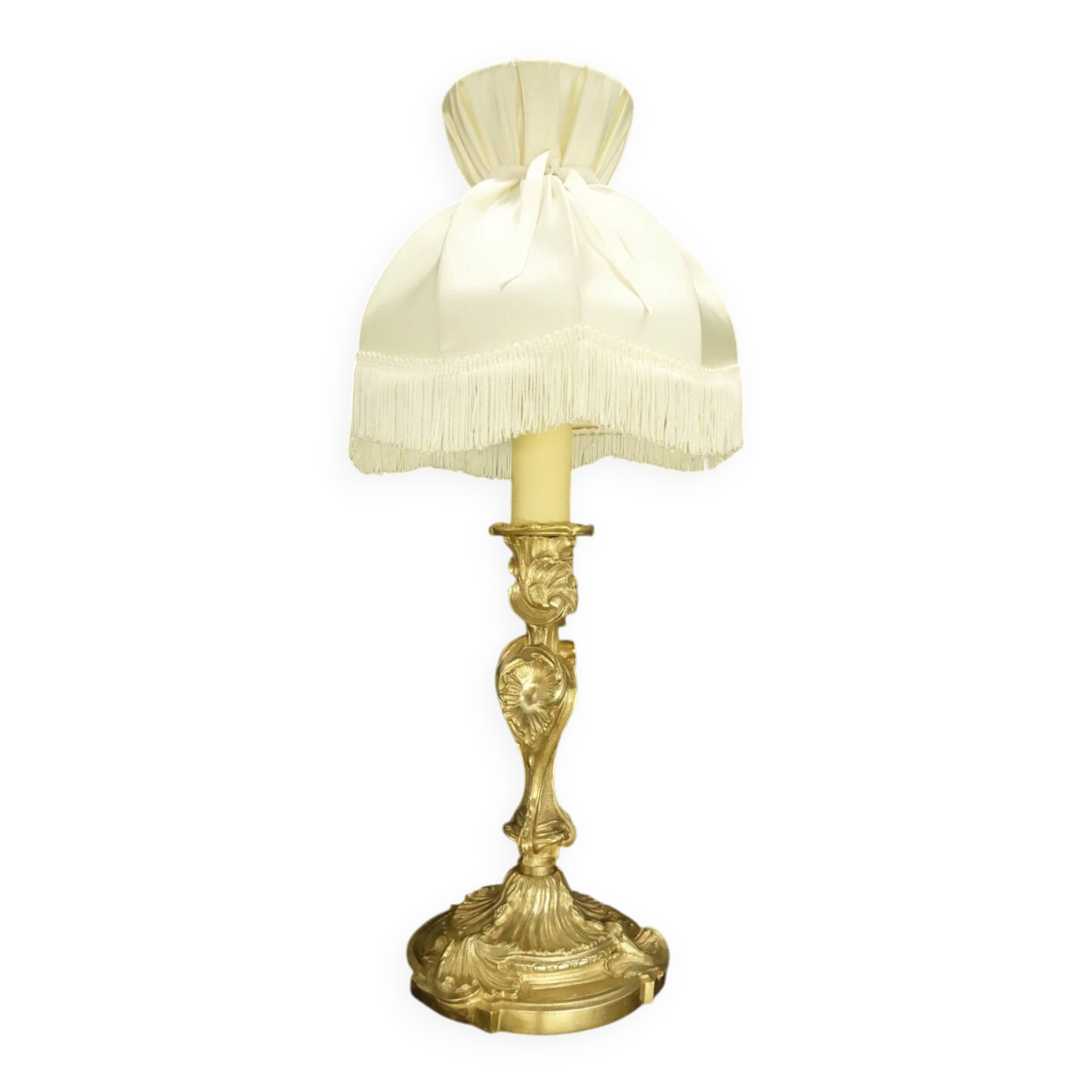 Large candlestick lamp in Rocaille / Rococo / Louis XV style from the 19th century - bronze