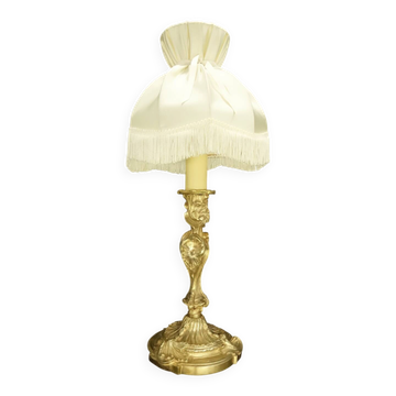 Large candlestick lamp in Rocaille / Rococo / Louis XV style from the 19th century - bronze
