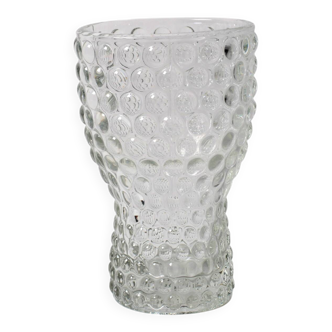 Mid-Century Clear Pressed Glass Vase by Jan Schmid, Rosice / 1961